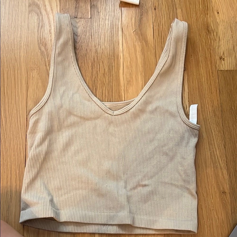 Aeropostale Tan Cream Fitted Crop Tank Top